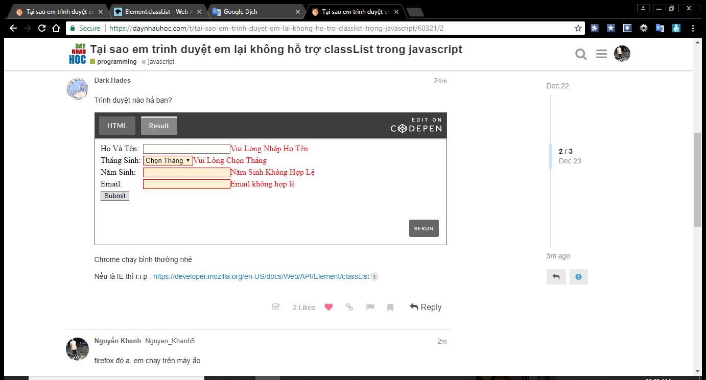 Tại sao em trình duyệt em lại không hỗ trợ classList trong javascript ...