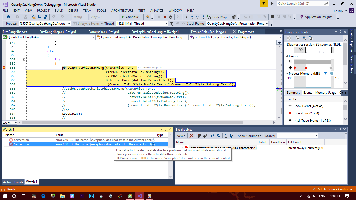 Form bị lỗi khi sử thông tin trên form: Operation is not valid due to ...